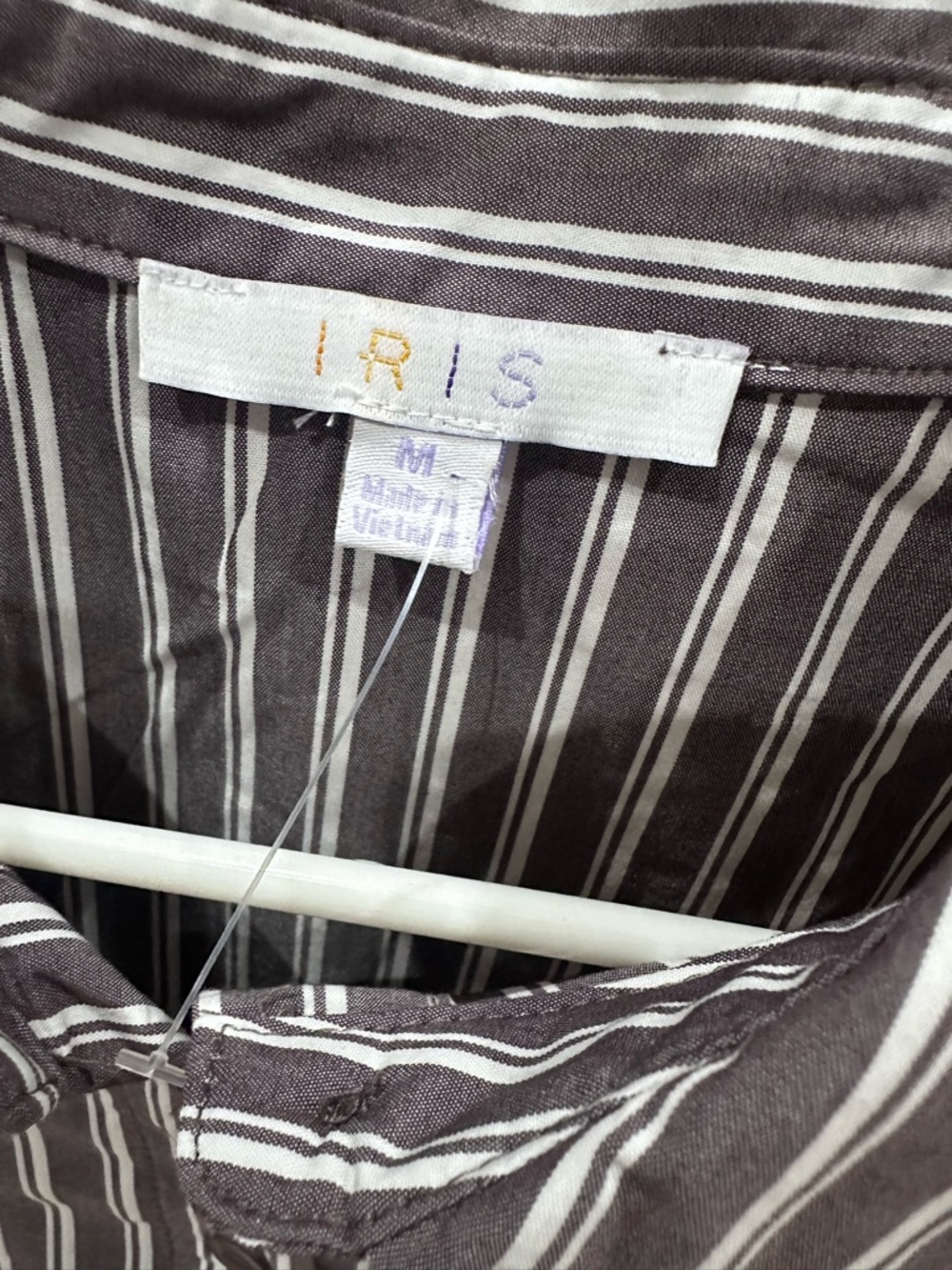 iris Gray and White Striped Button-Up Shirt